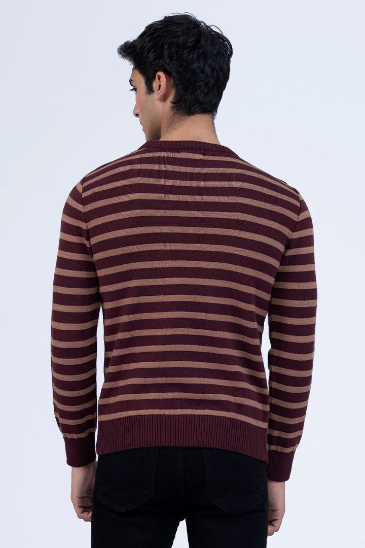 Maroon Striped Sweater
