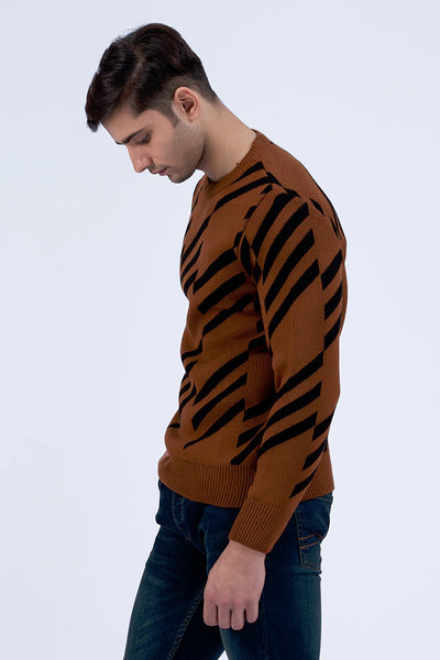 Diagonal Striped Jacquard Sweater