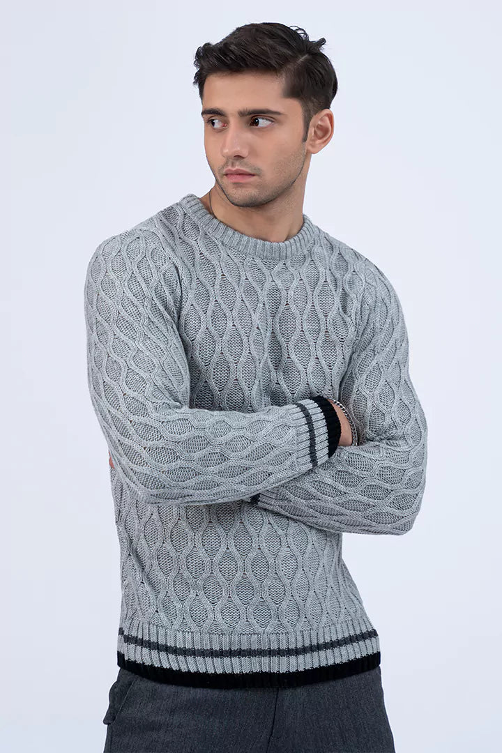 Twist Braid Grey Sweater