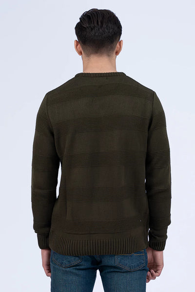 Deep Lichen Green Ridge Pattern Sweater