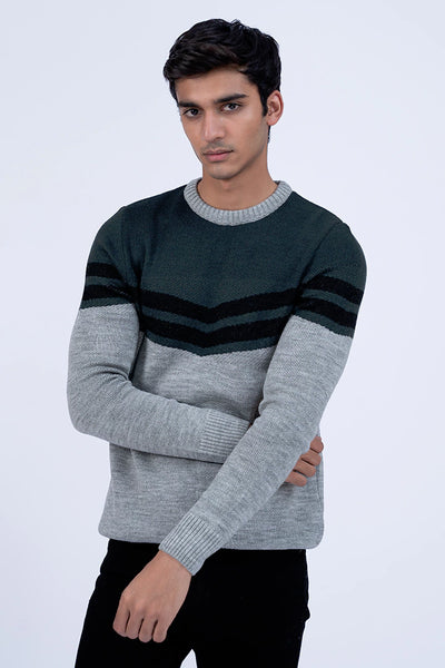 Grey Paneled Sweater