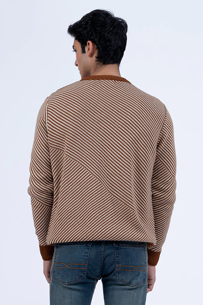 Brown Stripped Jacquard Sweater
