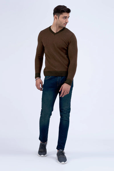 Herringbone Pattern Jacquard Sweater