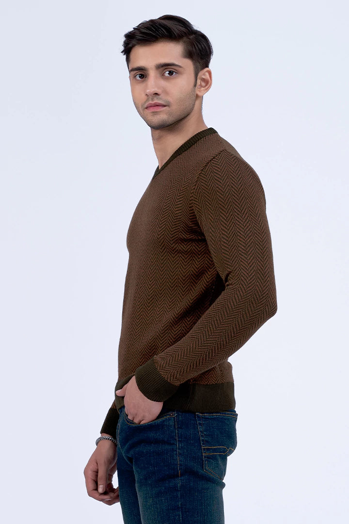 Herringbone Pattern Jacquard Sweater