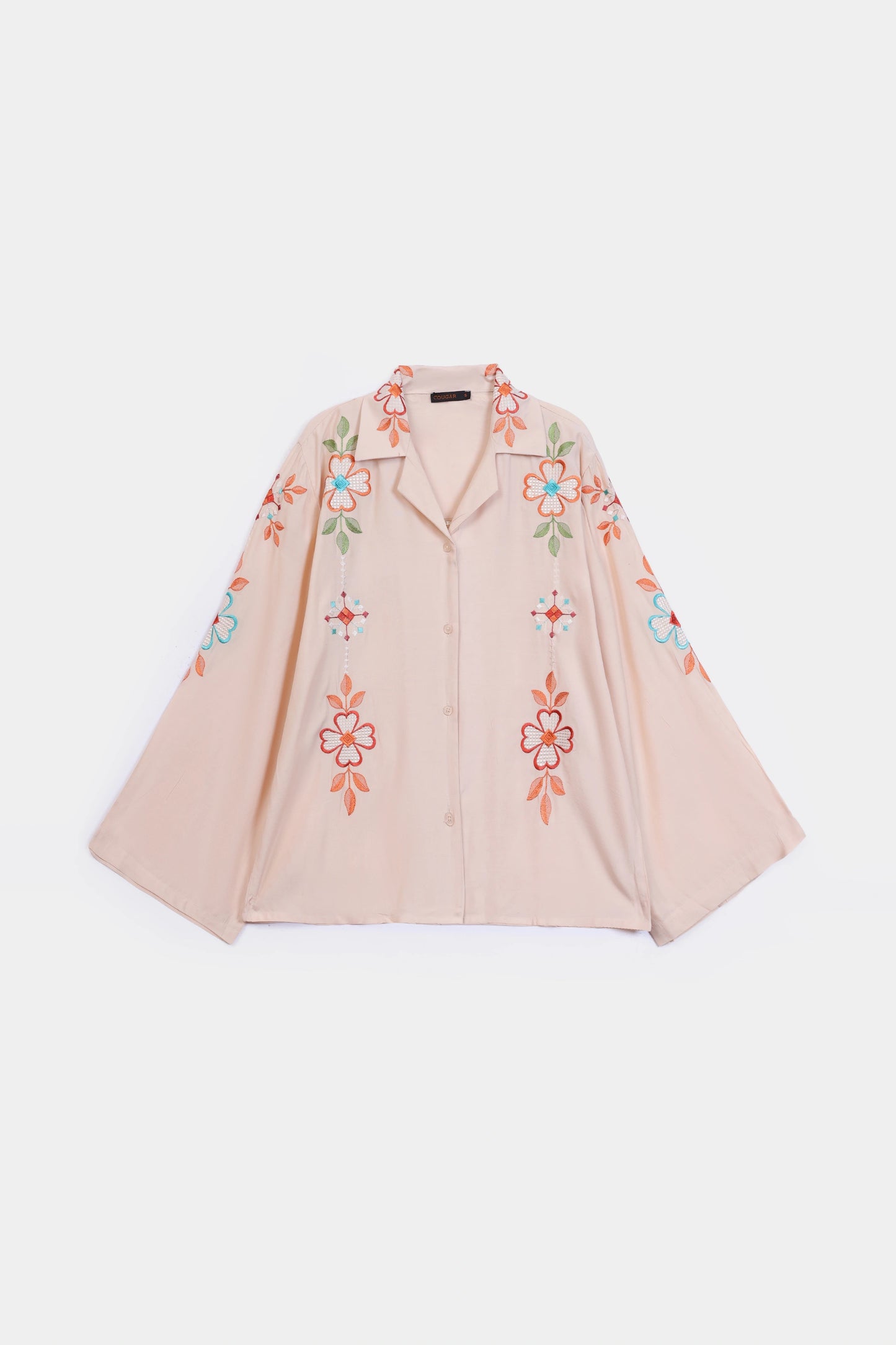 Raw Silk Embroidered Button Down - Cougar Clothing