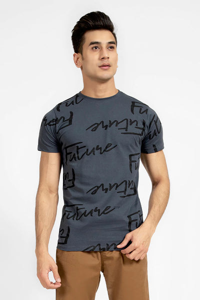 Dirty Blue Scripted T-Shirt