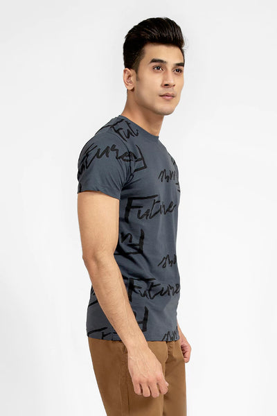 Dirty Blue Scripted T-Shirt
