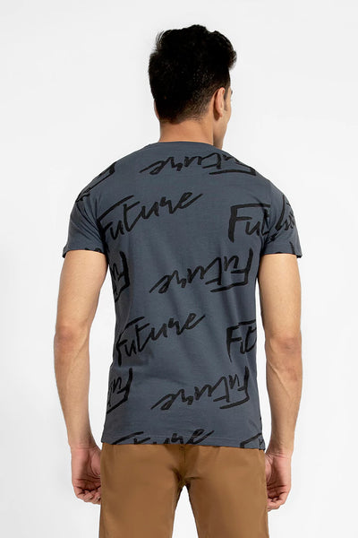 Dirty Blue Scripted T-Shirt