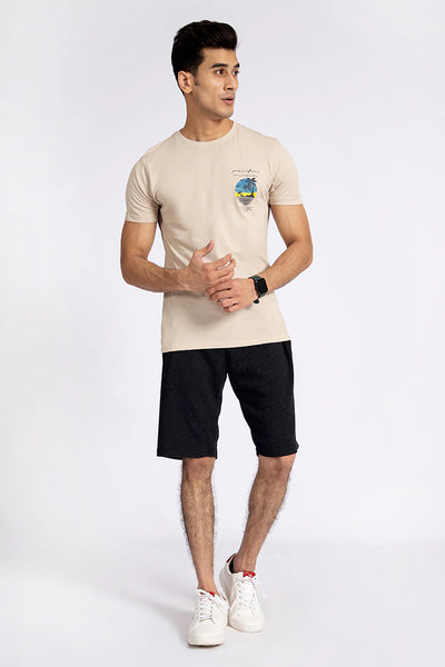 Sand Round Neck Palm Tree T-Shirt