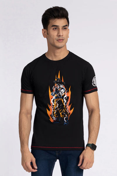 Black Contrast Stitch Graphic T-Shirt