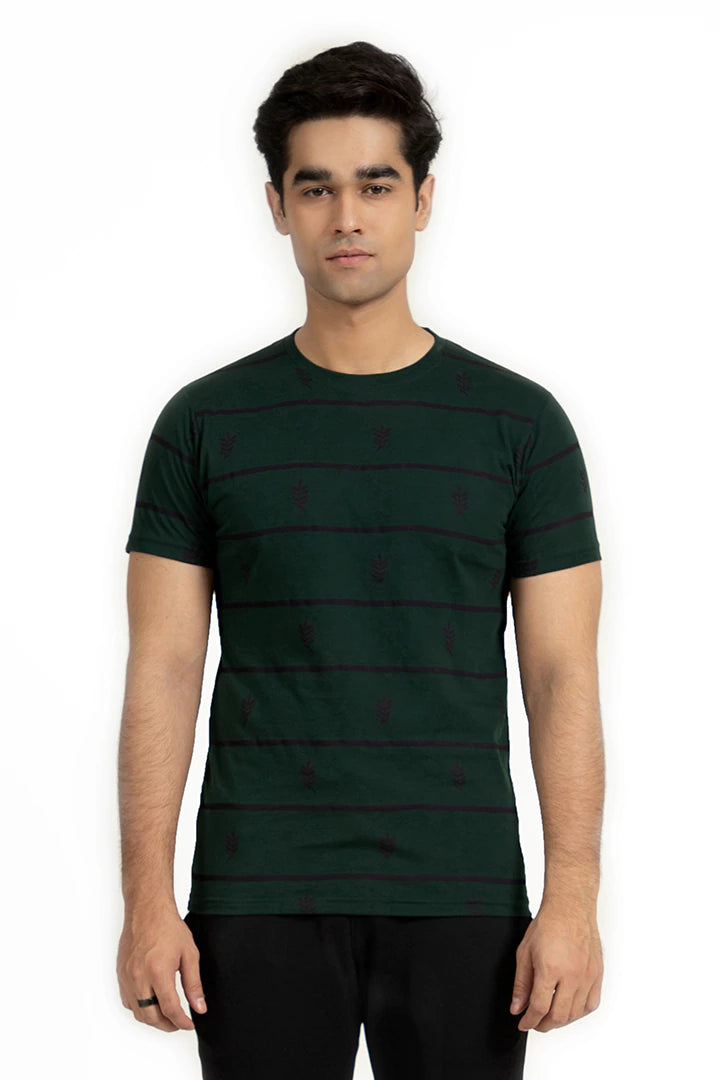Dark Green Printed T-Shirt