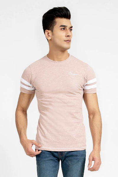 Light Pink Contrast Striped T-Shirt