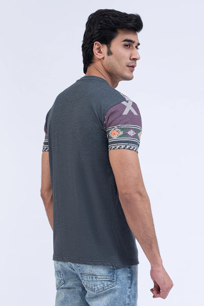 Grey Geometrical  Printed T-Shirt
