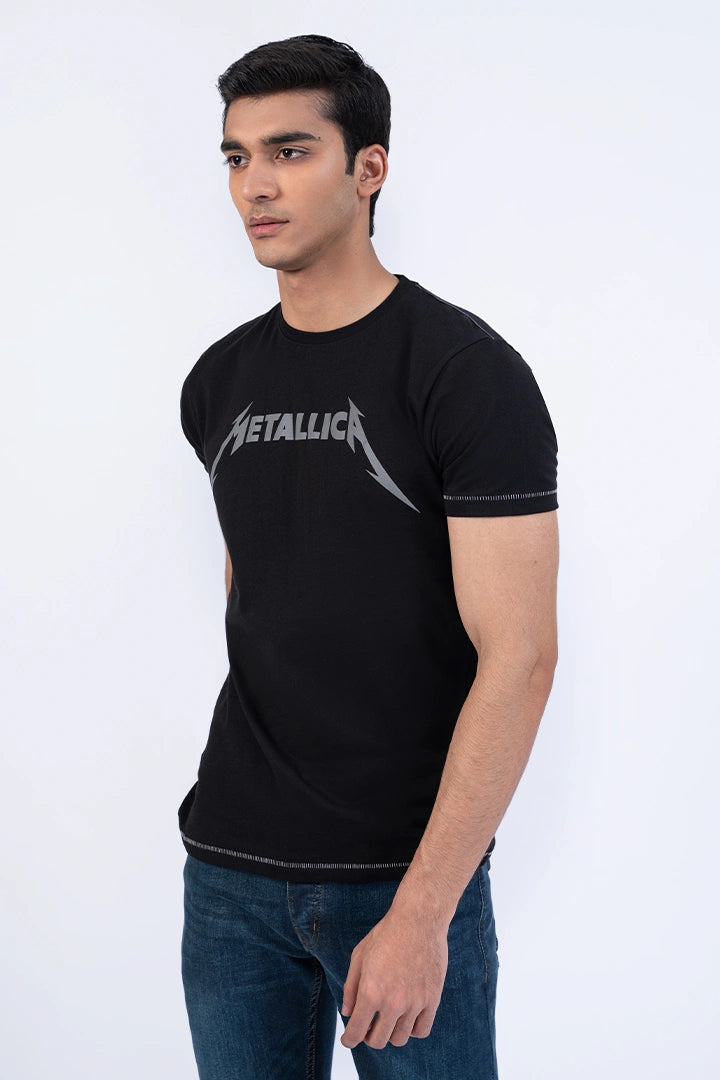 Black Graphic Regular Fit T-Shirt