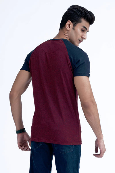 Wine Raglan Sleeves T-Shirt