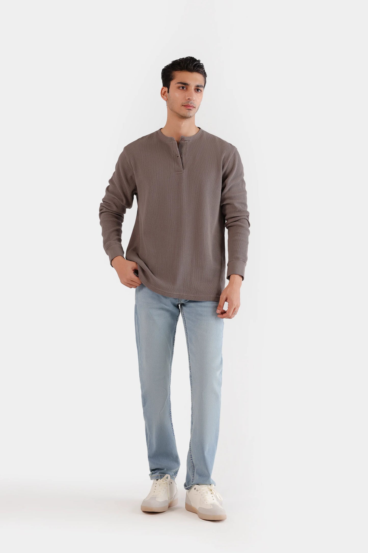 Waffle Knit Henley T-Shirt - Cougar Clothing