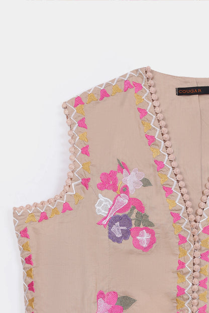 Cropped Embroidered Vest - Cougar Clothing
