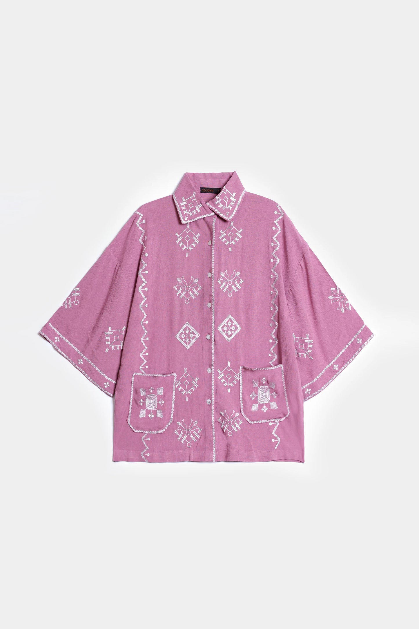 Viscose Blend Embroidered Shirt - Cougar Clothing