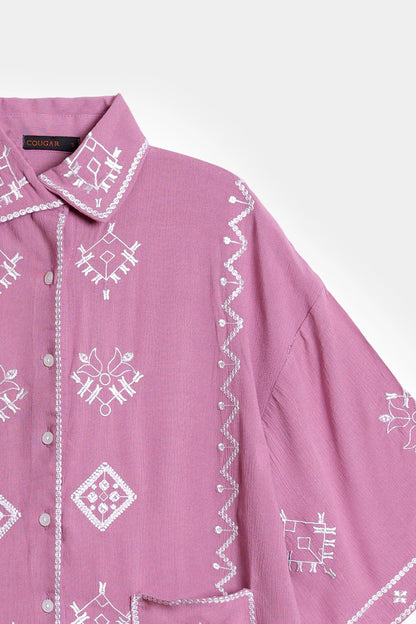 Viscose Blend Embroidered Shirt - Cougar Clothing