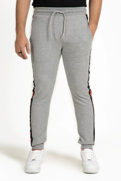 Grey Scripted Skinny Fit Jogger Pants