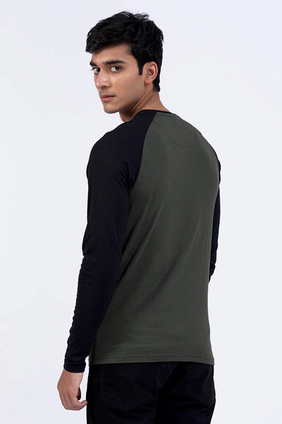Olive Raglan Sleeves T-Shirt