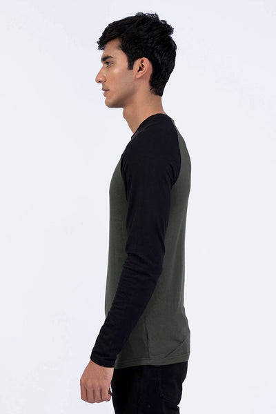 Olive Raglan Sleeves T-Shirt