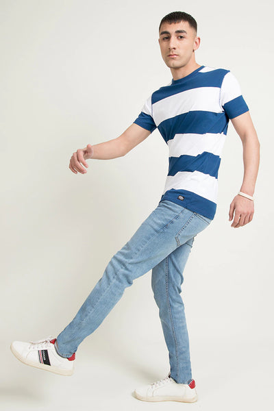 White & Blue Striped T-Shirt