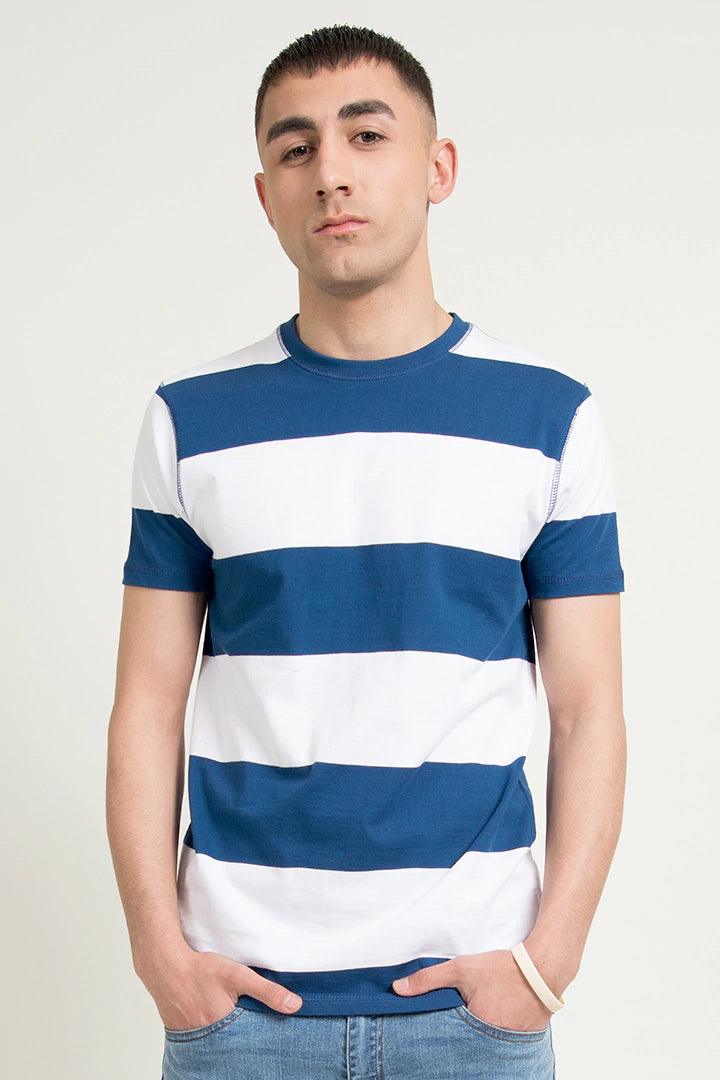 White & Blue Striped T-Shirt