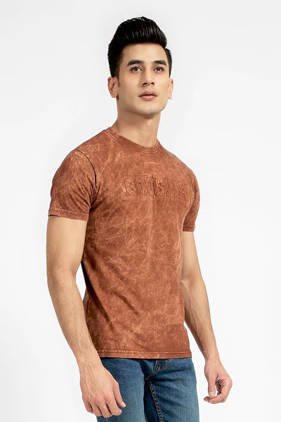 Brown Embossed T-Shirt
