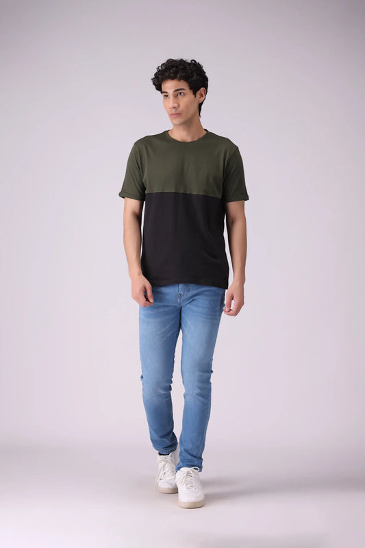 Relaxed Fit Contrast Panel T-Shirt - Cougar Clothing