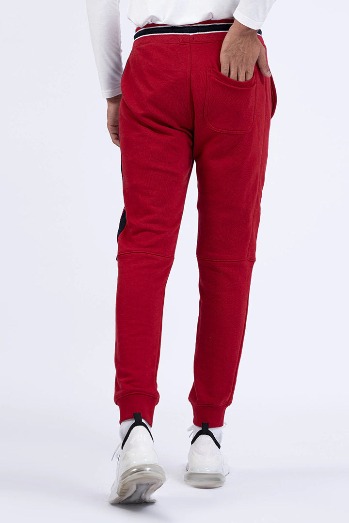 Red Scripted Slim Fit Jogger Pants