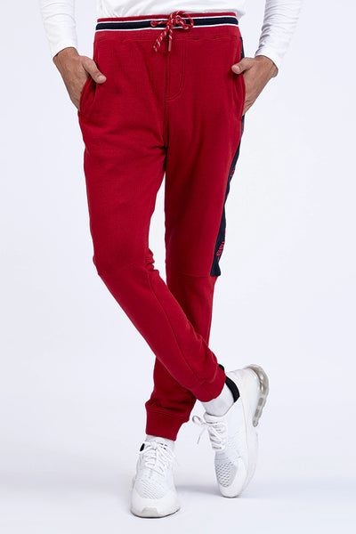 Red Scripted Slim Fit Jogger Pants