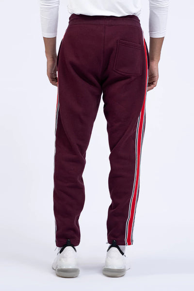 Wine Relax Fit Side Striped Trousers