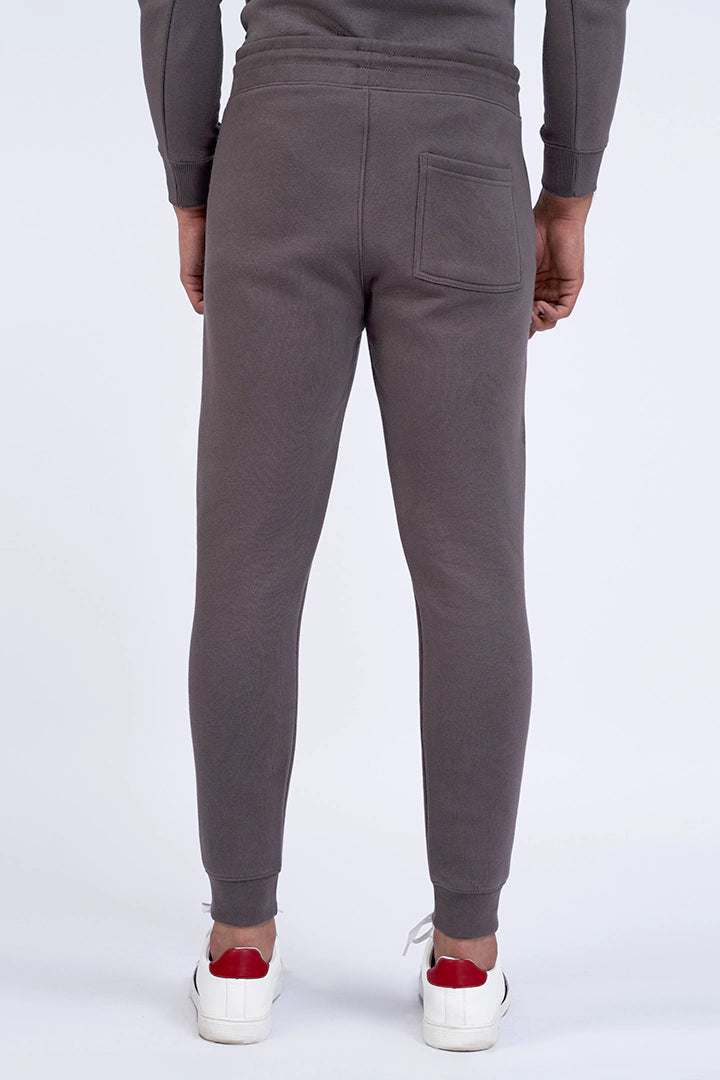 Grey Slim Fit Scripted Trousers