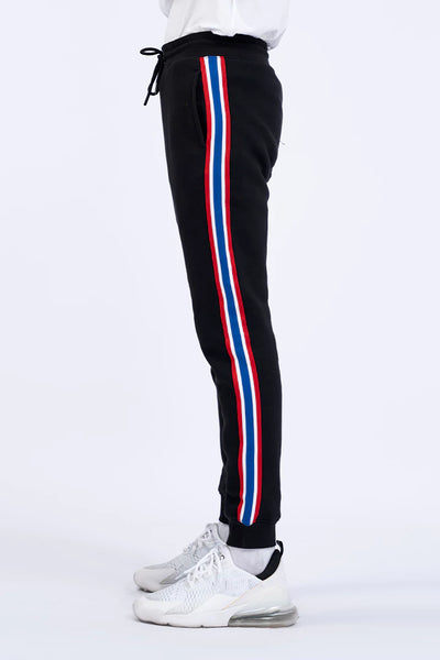 Black Slim Fit Side Striped Trousers