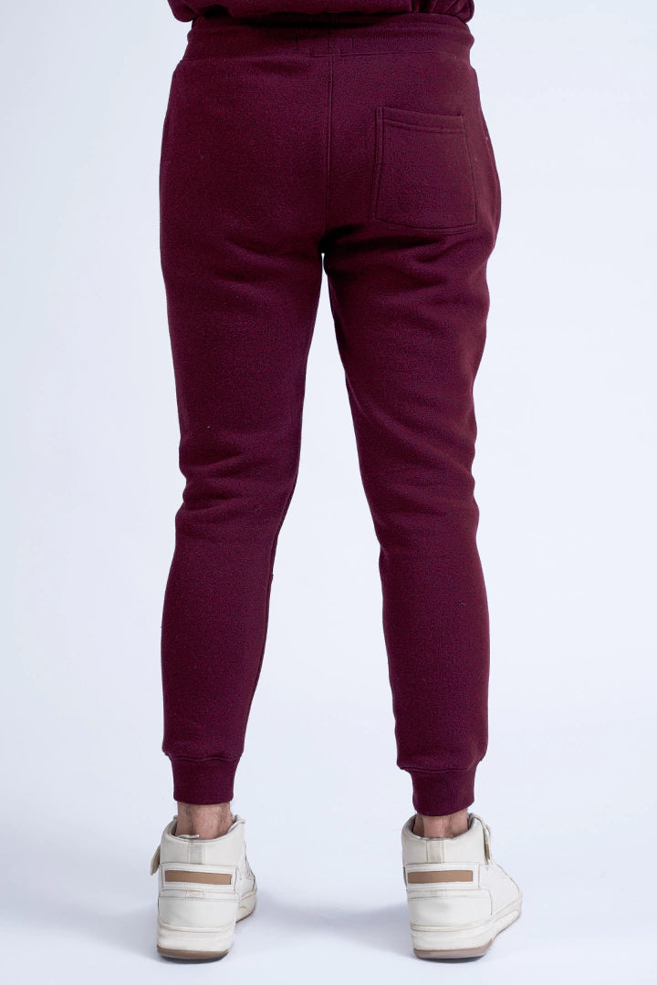 Wine Slim Fit Knitted Trousers