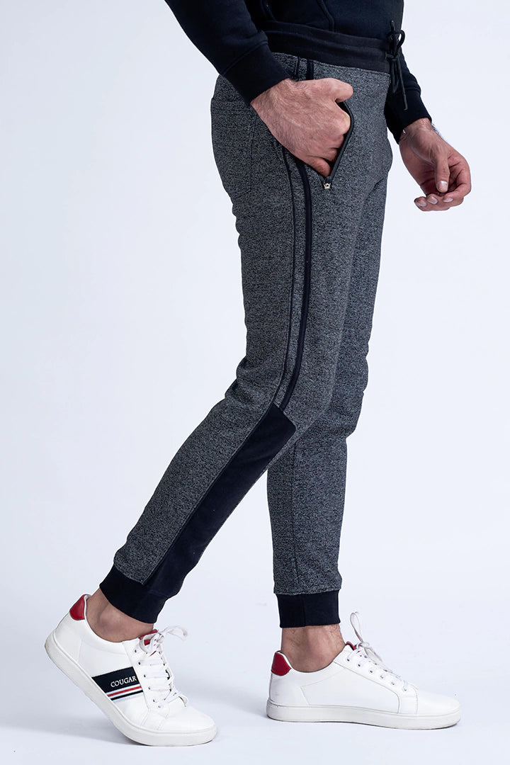 Black Side Panel Knitted Slim Fit Trousers