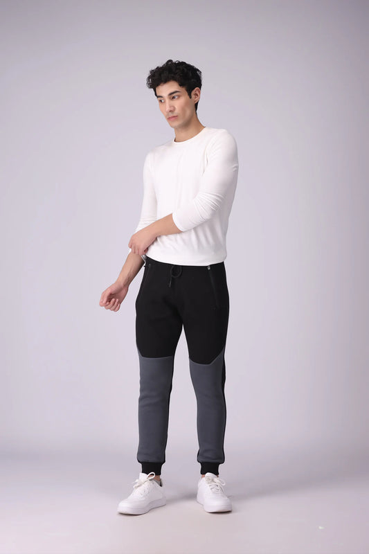 Slim Fit Contrast Paneled Jogger Pants - Cougar Clothing