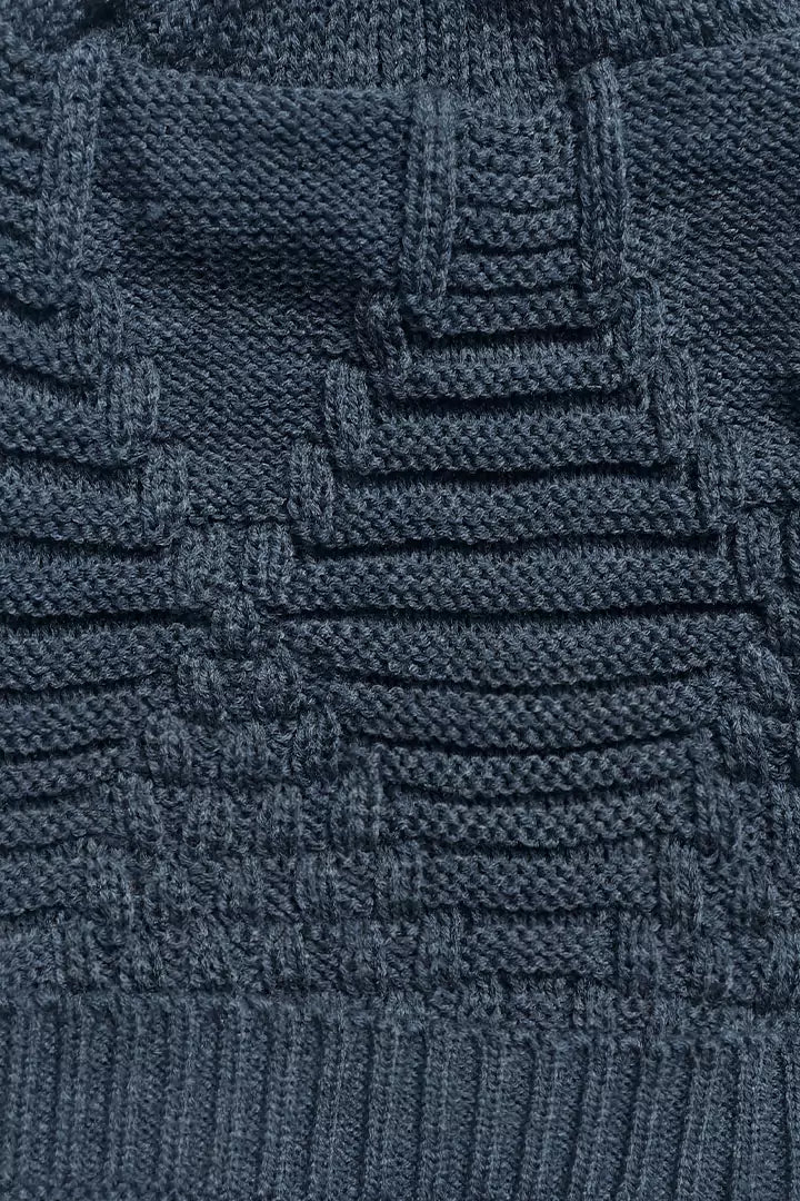 Teal Blue Textured Knit Beanie