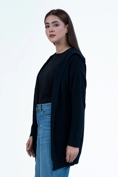 Dark Navy Front Open Cardigan Sweater