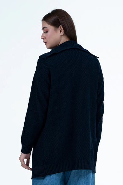 Dark Navy Front Open Cardigan Sweater
