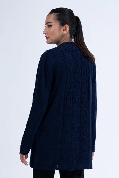 Navy Cable Knit Cardigan Sweater