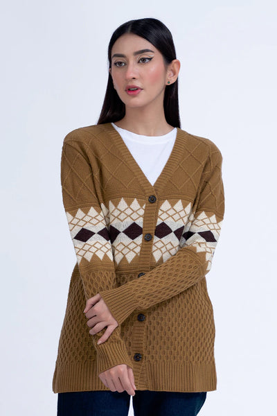 Argyle Pattern Button Down Cardigan