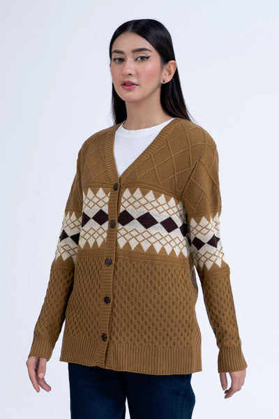 Argyle Pattern Button Down Cardigan