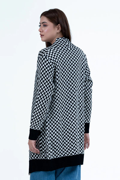 Black Double Pocket Knitted Cardigan