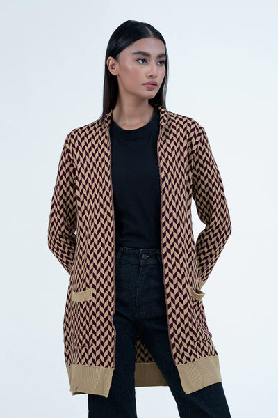 Skin Front Open Knitted Cardigan