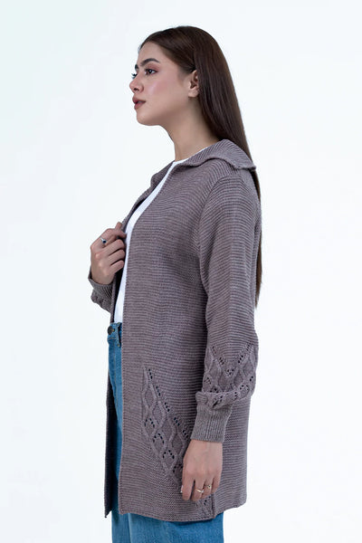 Gray Lilac Front Open Cardigan