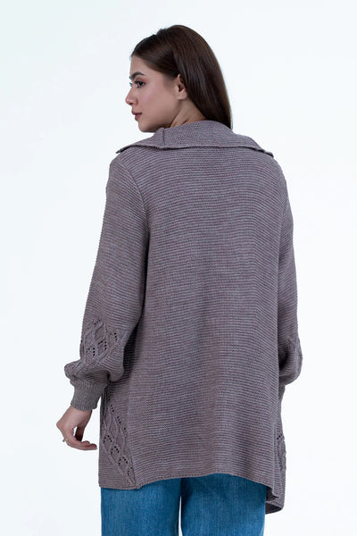 Gray Lilac Front Open Cardigan