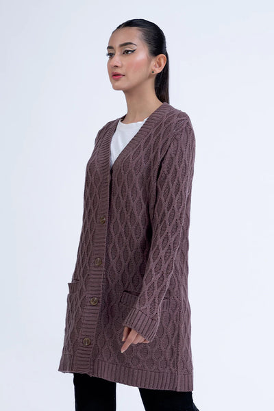 Cable Knit V-Neck Cardigan