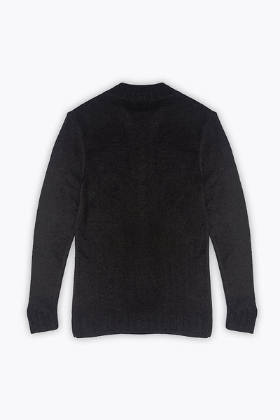 Black Half Button Placket Sweater